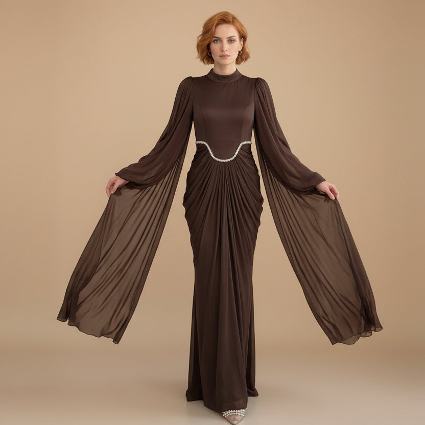 Muslim Women Embellished Rhinestones Abaya Dress #261168