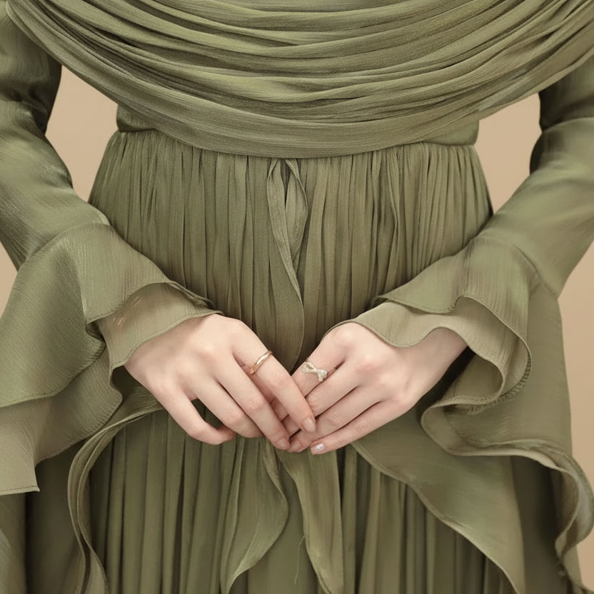 Muslim Women Abaya Dress With Cape #261169