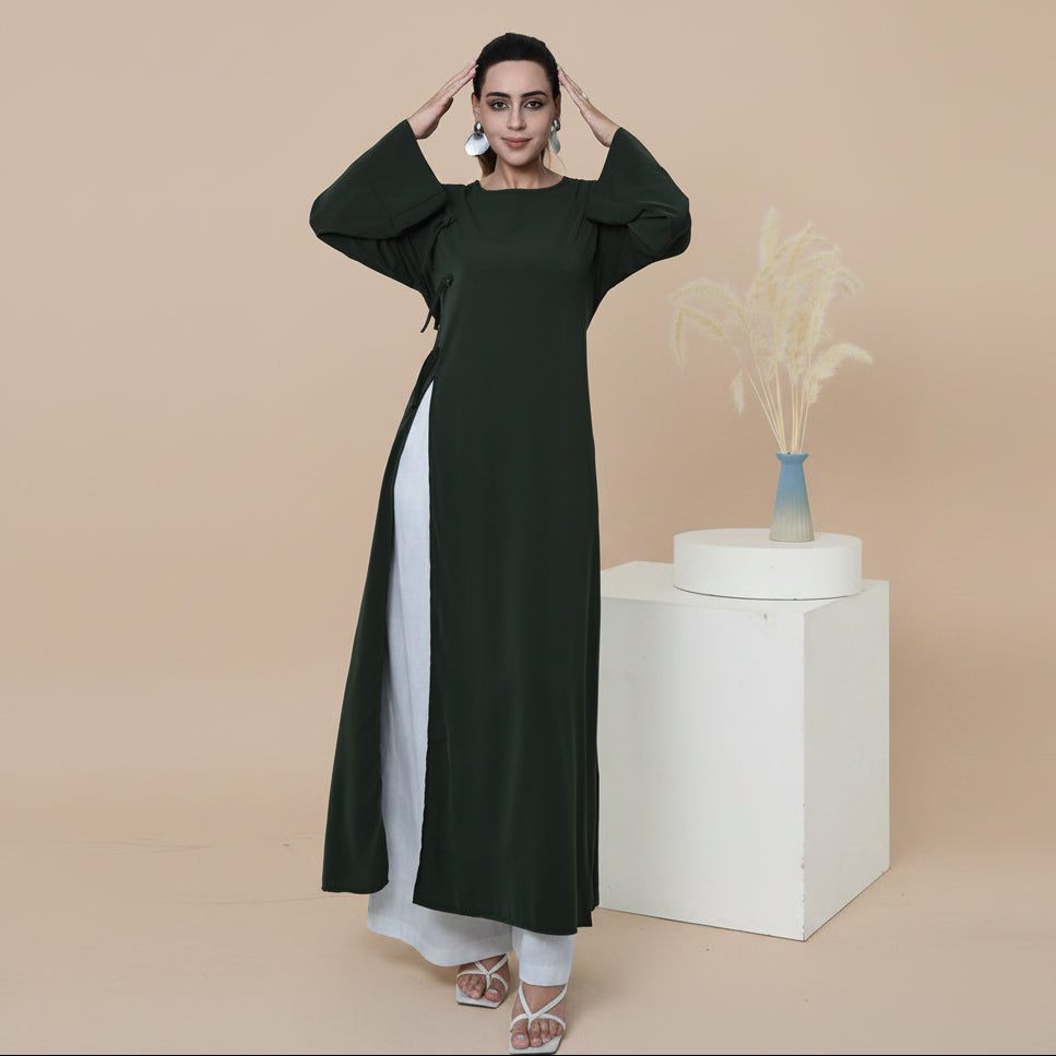 Side Slit Abaya Dress For Women - Modest Abaya - Nida - #261102
