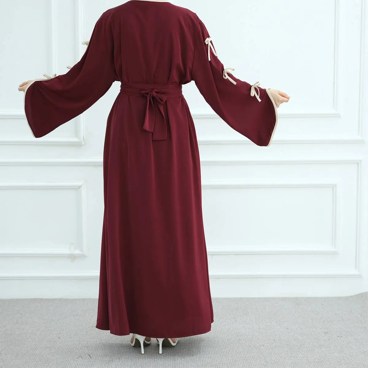 Urgarment Open Abaya Dress - Bows - Nida - #25962
