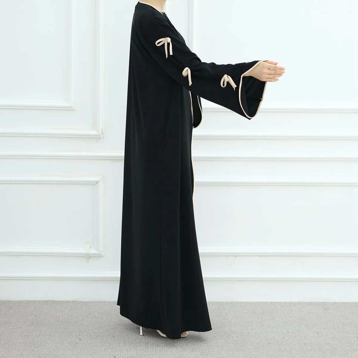 Urgarment Open Abaya Dress - Bows - Nida - #25962