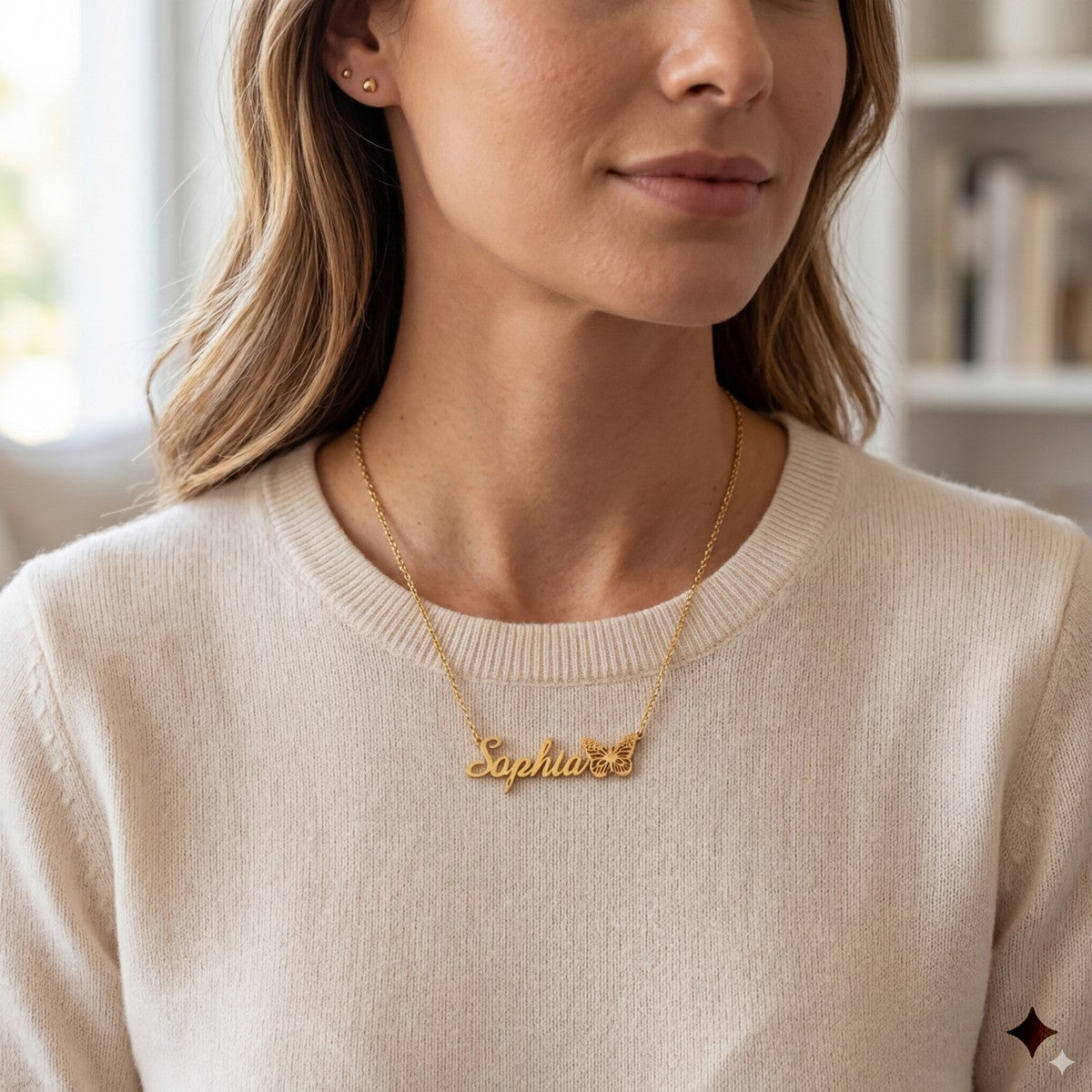 Personalized Name Necklace With Butterfly of Birth