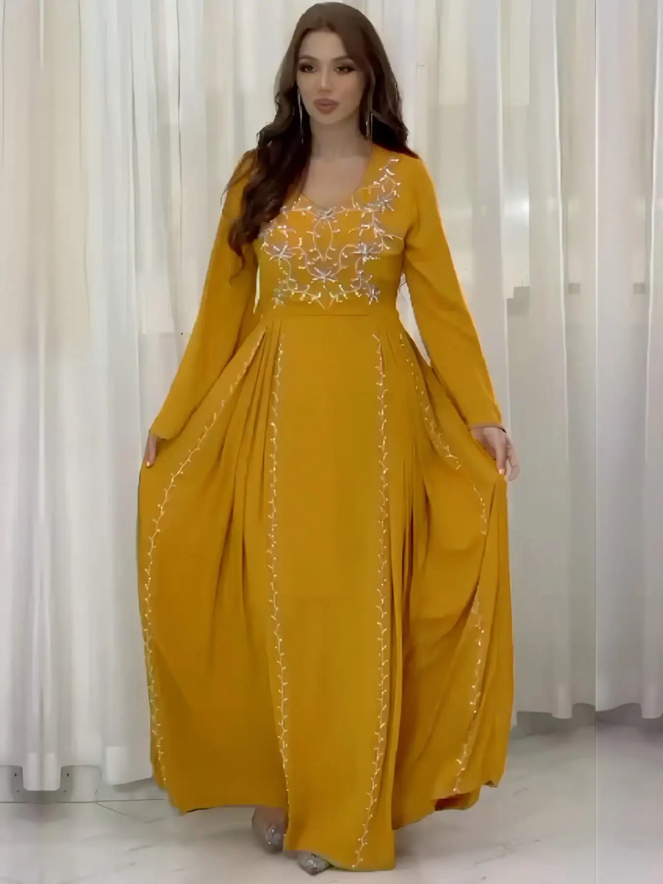 Embroidery Applique Eid Caftan Kaftan Dress