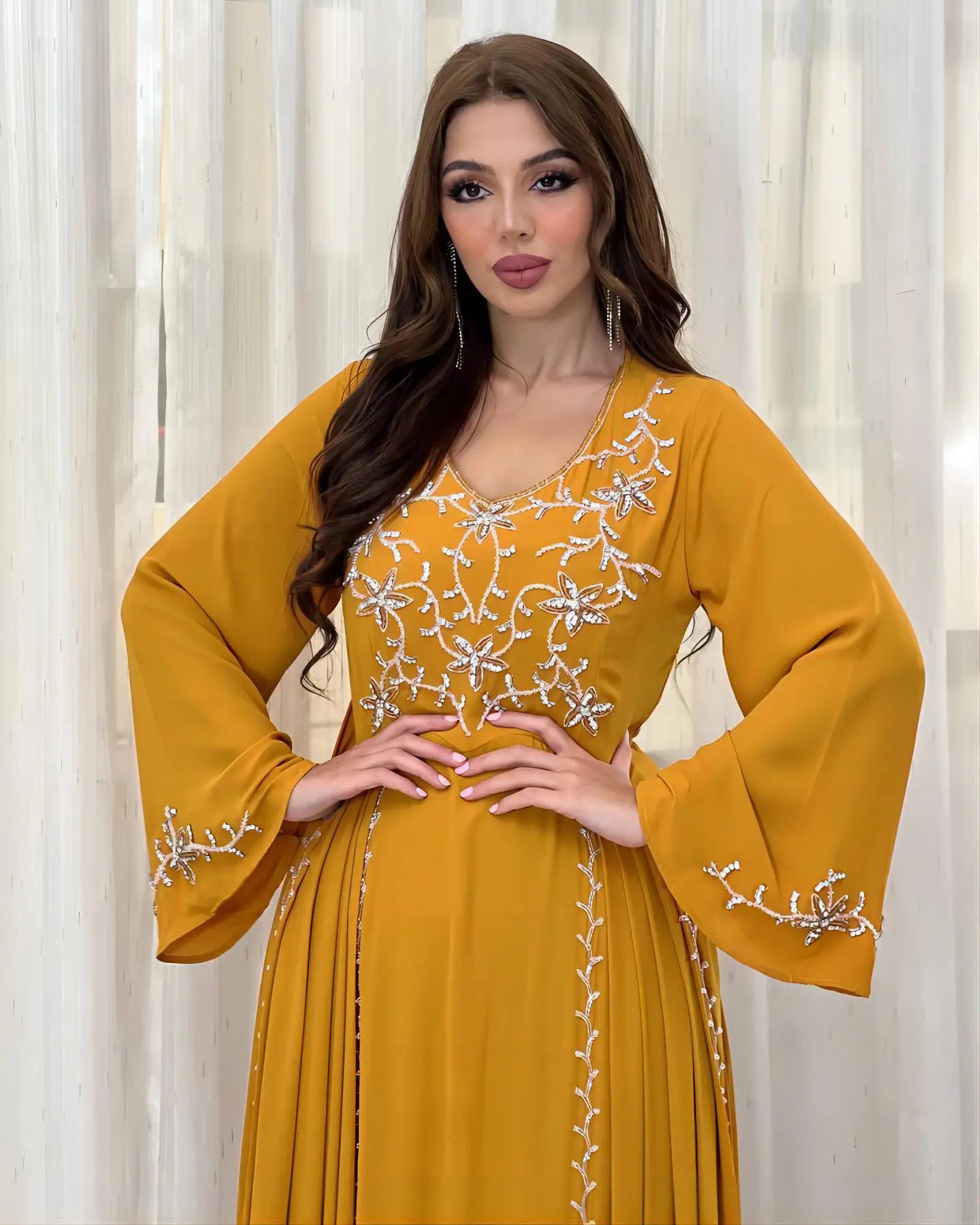 Embroidery Applique Eid Caftan Kaftan Dress
