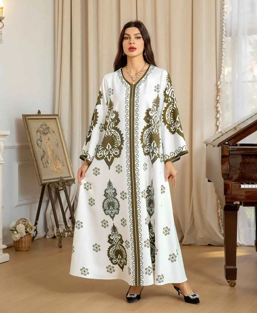 Beads Rhinestone Eid Dress Mulsim Women Caftan Kaftan Dress