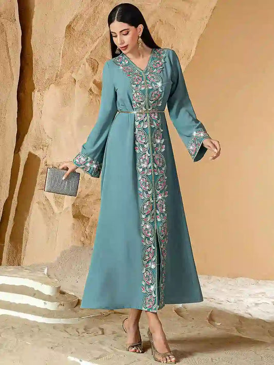 Eid Outfits Hand-stitched Embroidery Caftan Kaftan Dress #2540761