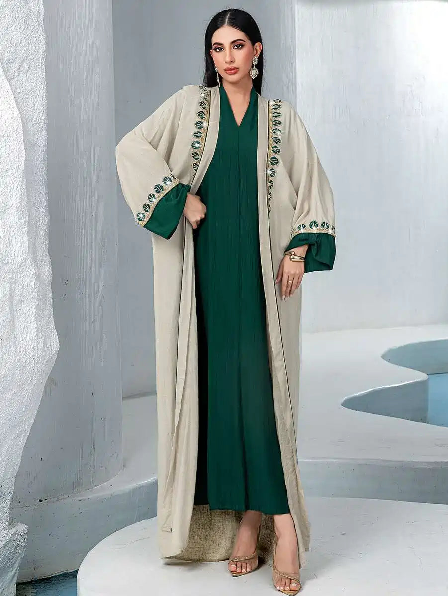 2 Pieces Set Lace Trim Caftan Kaftan Dress #255233