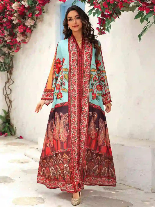 Hotfix Rhinestone Mukhawar Eid Dress Caftan Kaftan Dress Jalabiya #25476