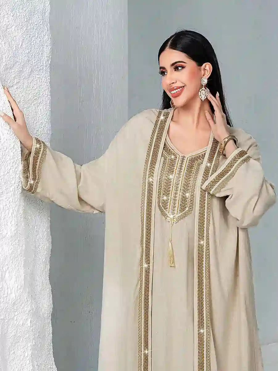 2 Pieces Hand Embroidery Caftan Kaftan Dress #255051