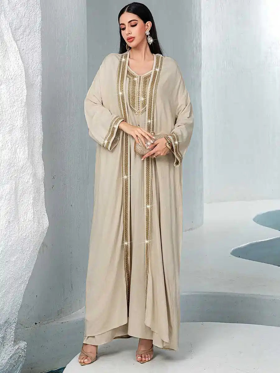 2 Pieces Hand Embroidery Caftan Kaftan Dress #255051