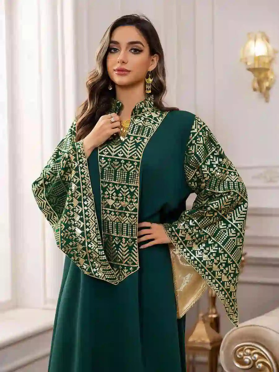 Eid Embroidery Sequins Caftan Kaftan Dress #25474
