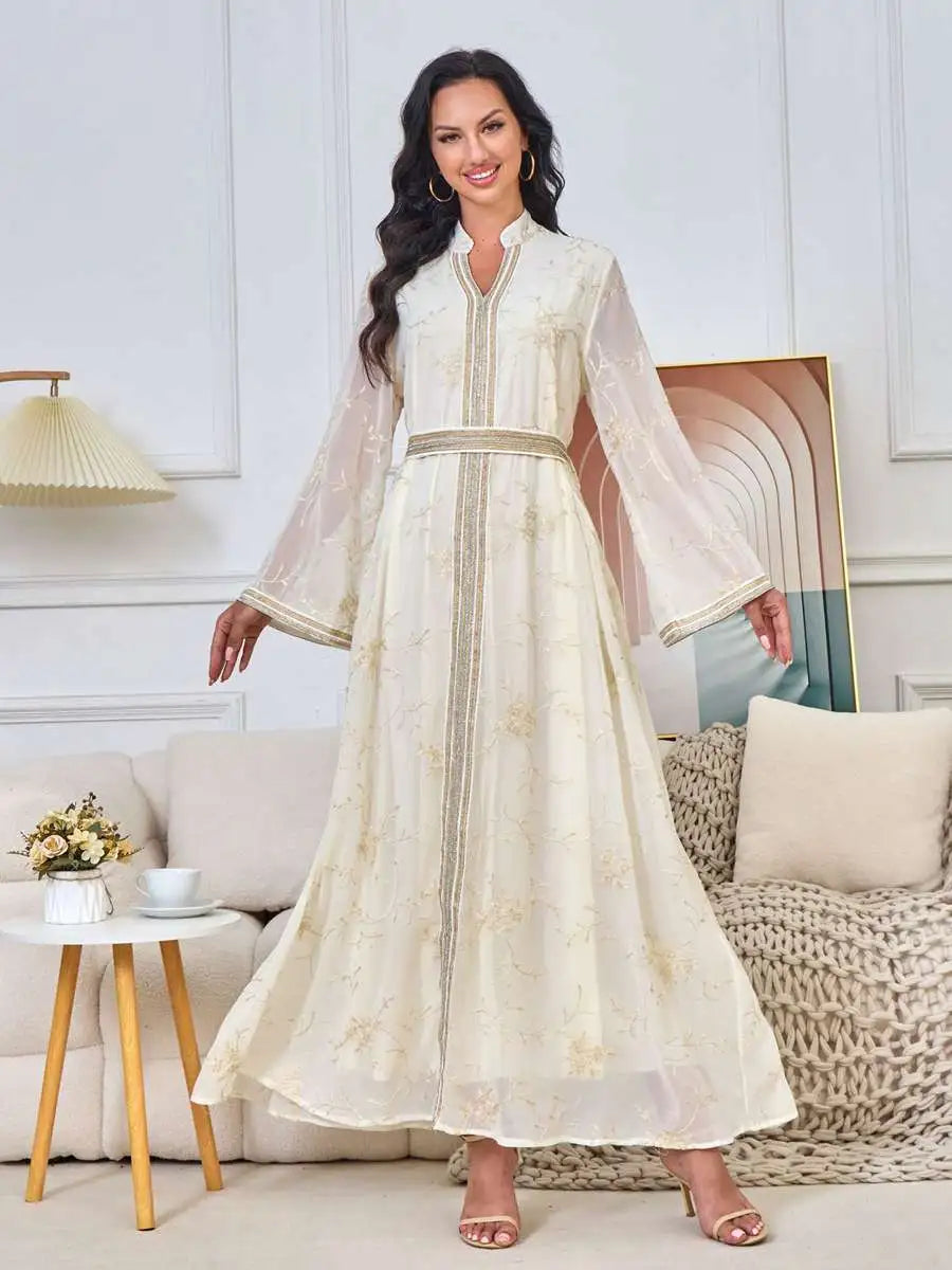 Embroidery Eid Dress Muslim Women Caftan Kaftan Dress – Urgarment Embroidery Eid Dress Muslim Women Caftan Kaftan Dress – Urgarment