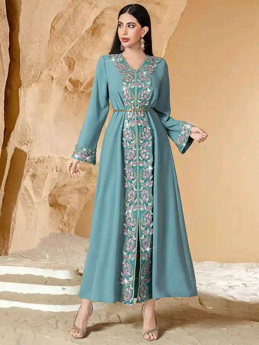 Eid Hand-stitched Embroidery Caftan Kaftan Dress #2540761