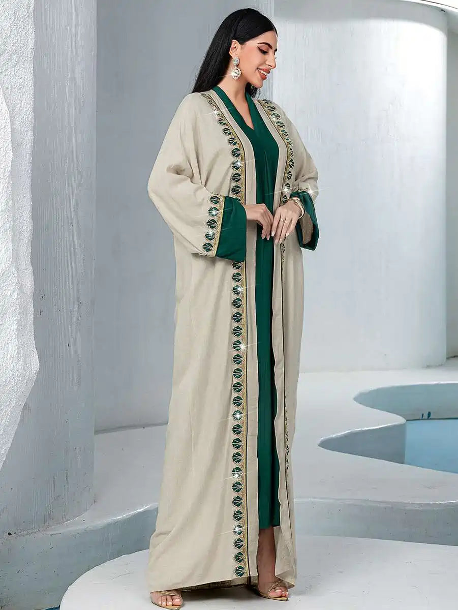 2 Pieces Set Lace Trim Caftan Kaftan Dress #255233
