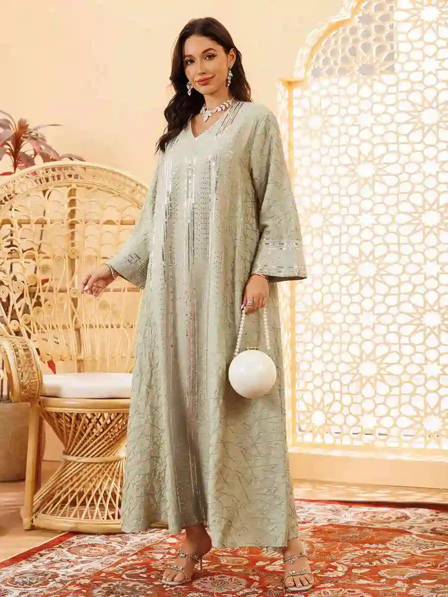 Sequins Embroidery Eid Caftan Kaftan Dress #25418 – Urgarment