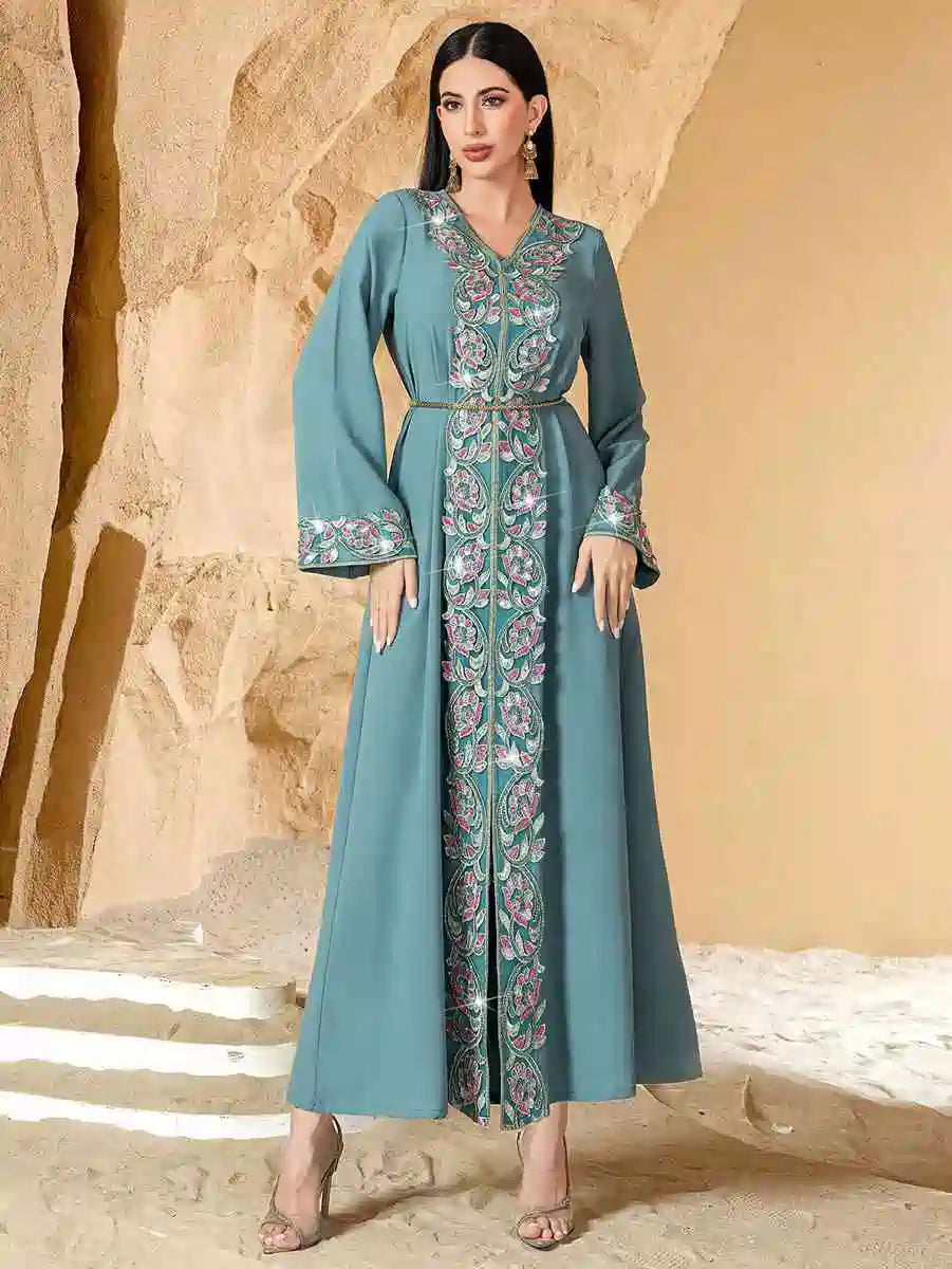 Eid Hand-stitched Embroidery Caftan Kaftan Dress #2540761