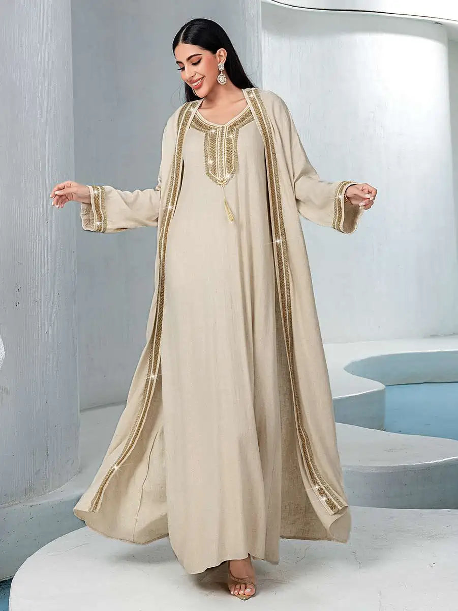 2 Pieces Hand Embroidery Caftan Kaftan Dress #255051