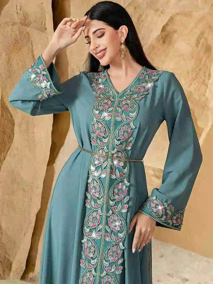 Eid Hand-stitched Embroidery Caftan Kaftan Dress #2540761