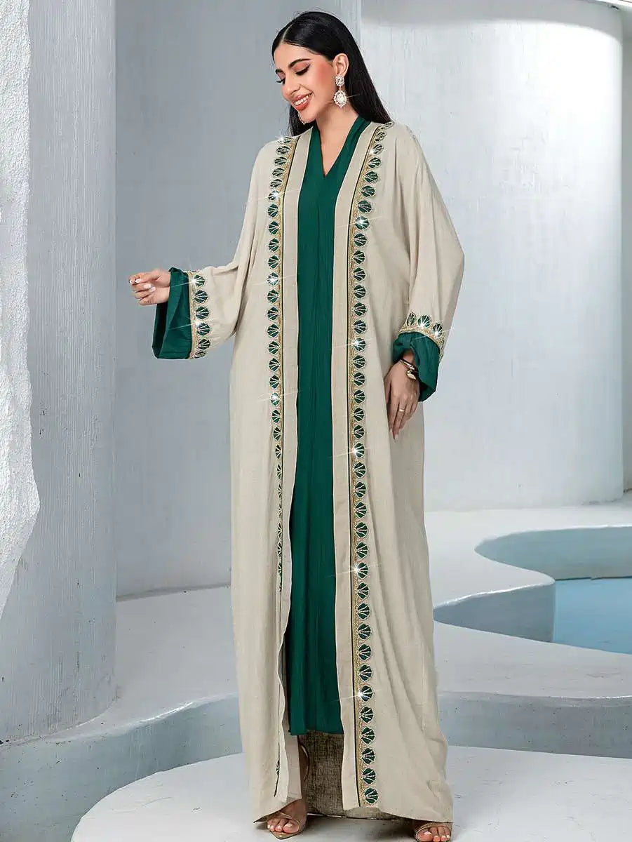 2 Pieces Set Lace Trim Caftan Kaftan Dress #255233