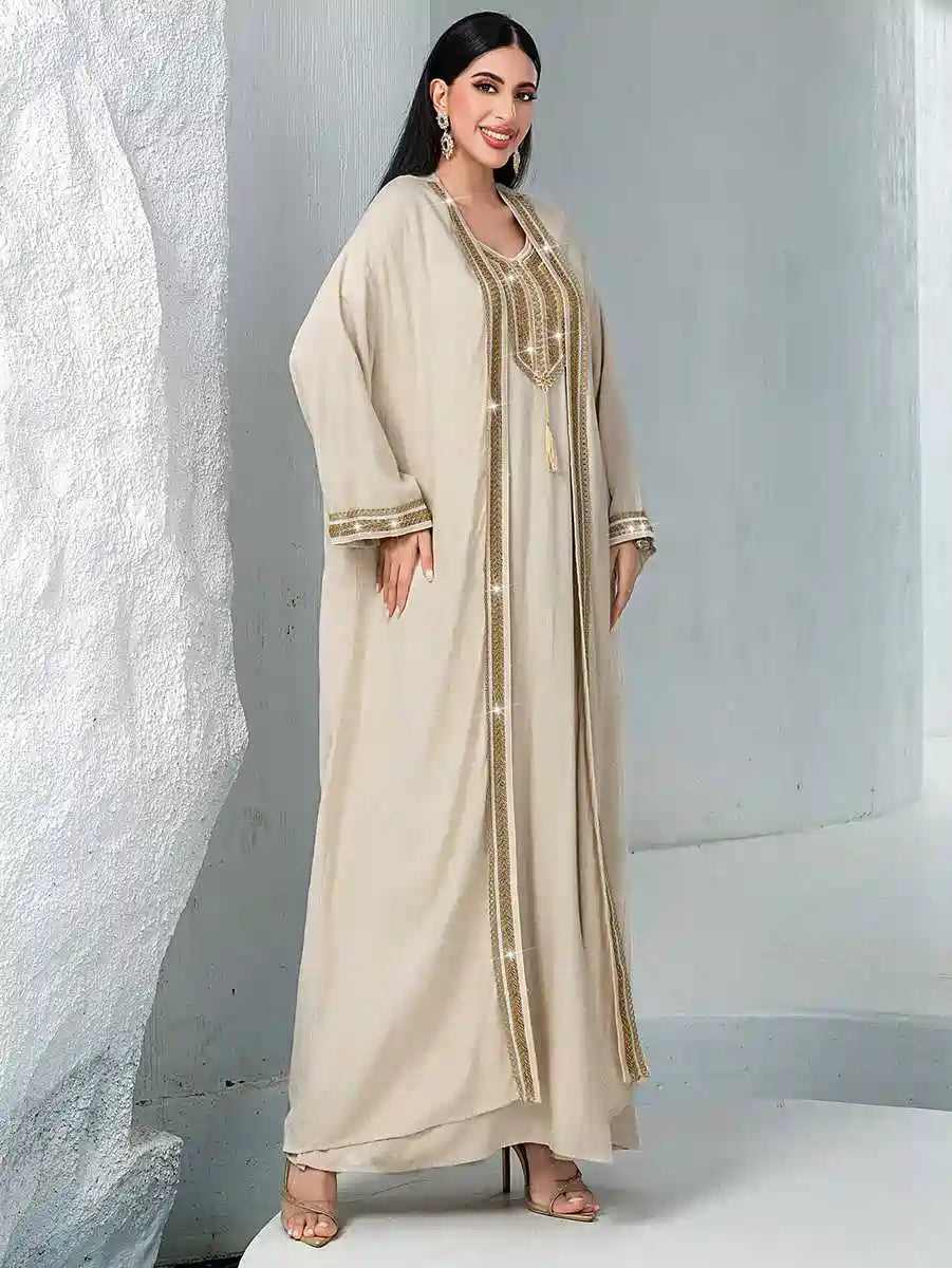 2 Pieces Hand Embroidery Caftan Kaftan Dress #255051