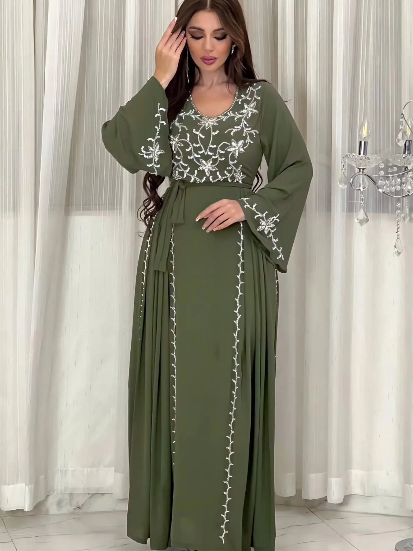 Embroidery Applique Eid Caftan Kaftan Dress