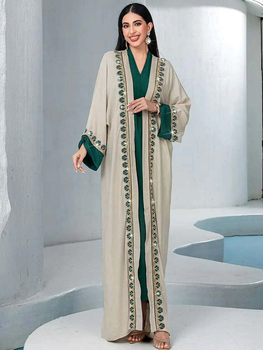 2 Pieces Set Lace Trim Caftan Kaftan Dress #255233