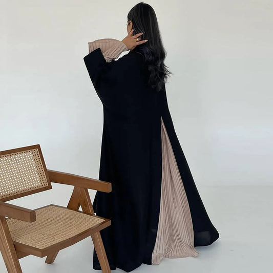 Pleated Wrinkle Cardigan Open Abaya Dress #25185
