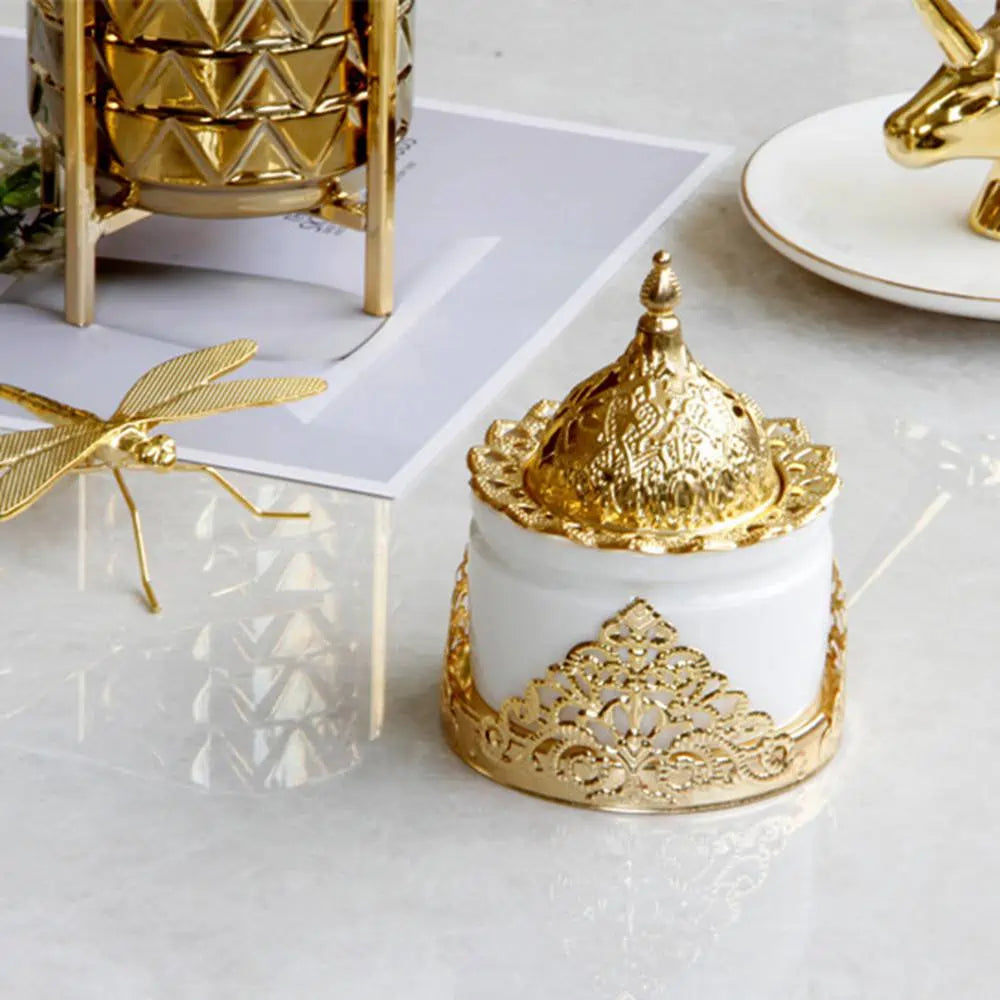 Golden Middle East Arab Home Decor Ceramic Bakhoor Incense Burner Holder