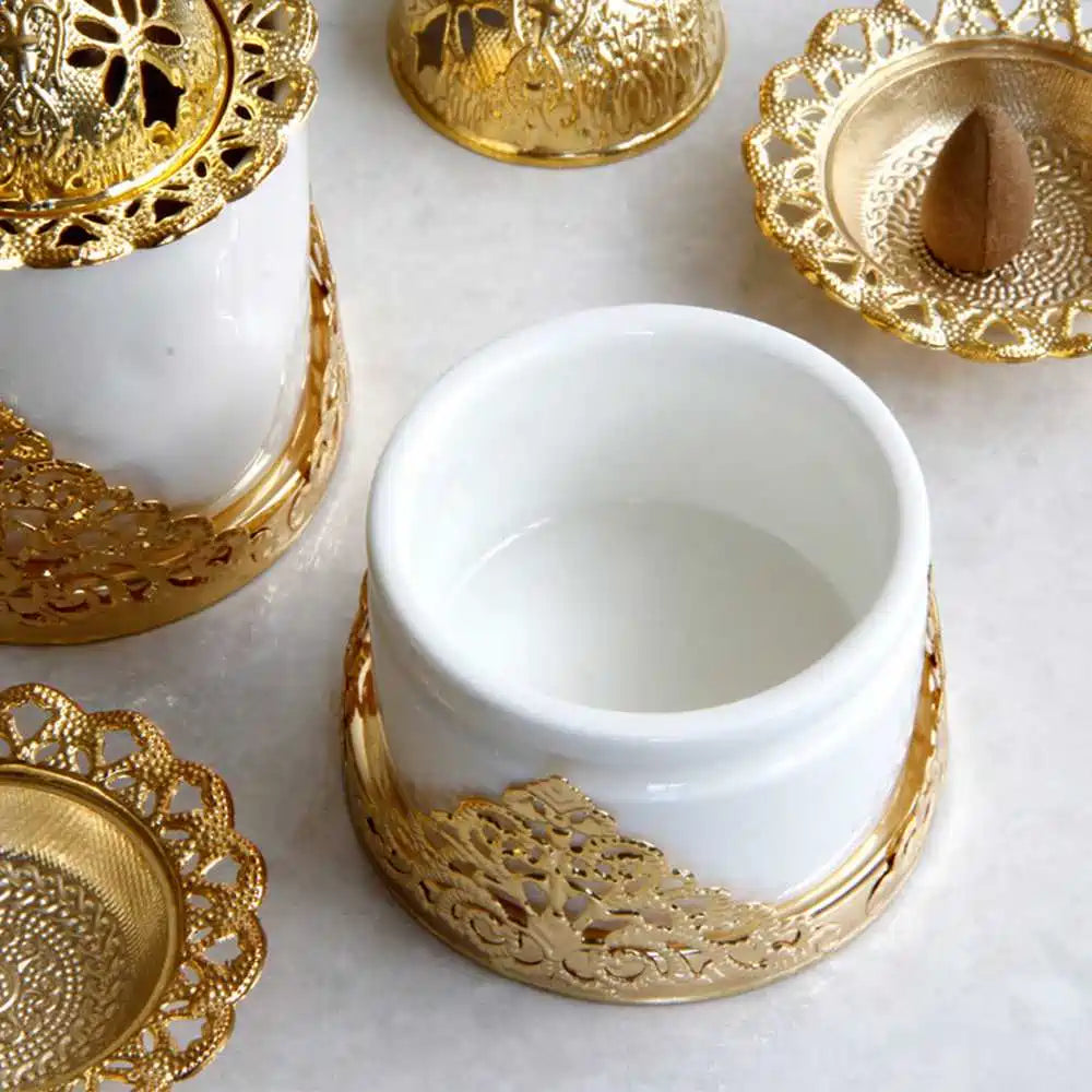 Golden Middle East Arab Home Decor Ceramic Bakhoor Incense Burner Holder