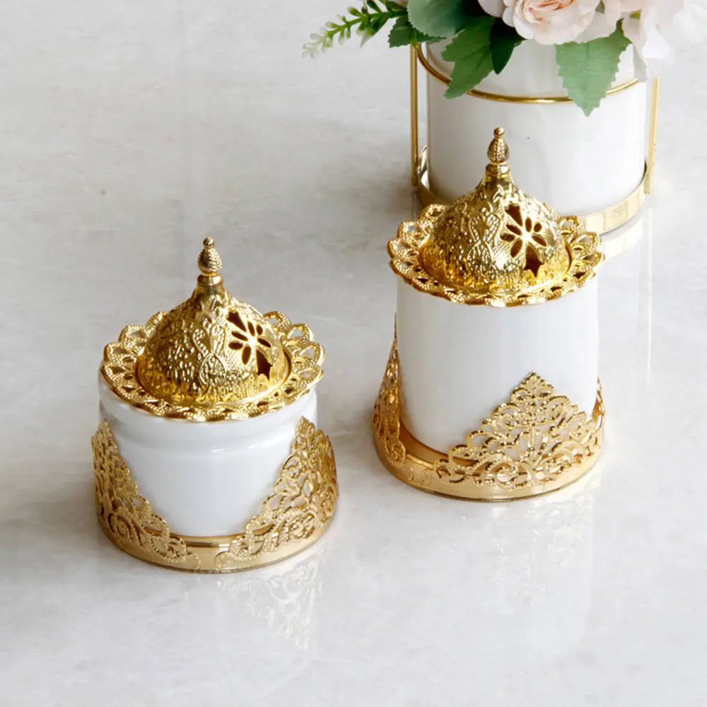 Golden Middle East Arab Home Decor Ceramic Bakhoor Incense Burner Holder