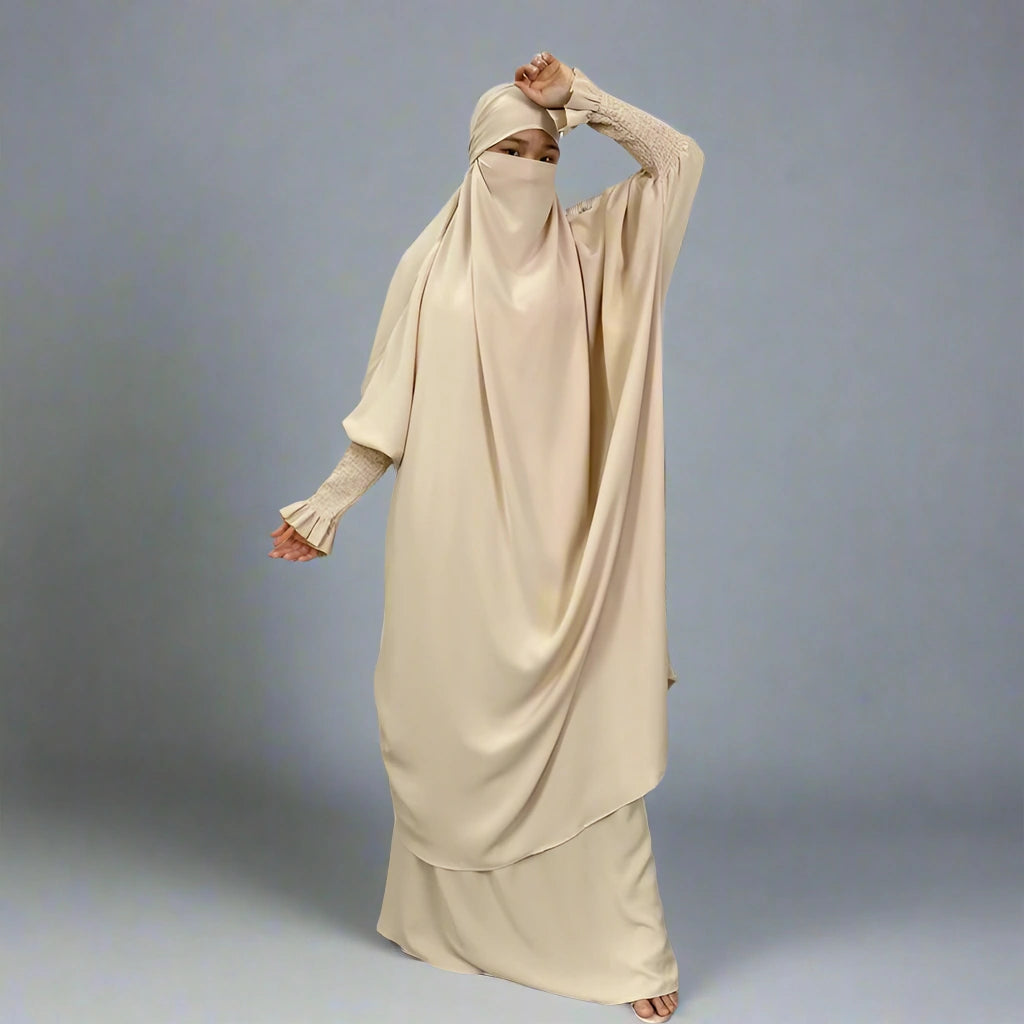 arabian women dress Nida 2 Pieces Set Overhead Jilbab Prayer Dress For Arab Women