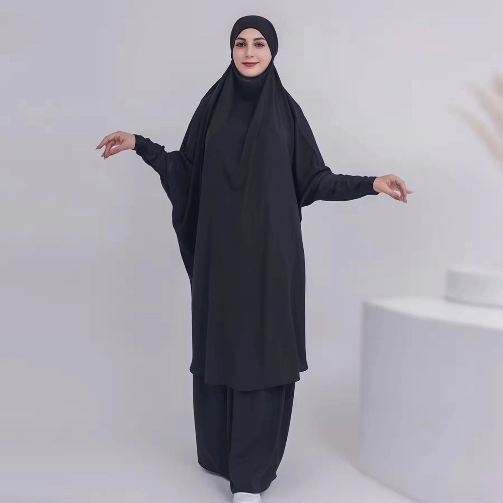 2 Pieces Set Jilbab Prayer Abaya Dress With Tops And Skirt #23423