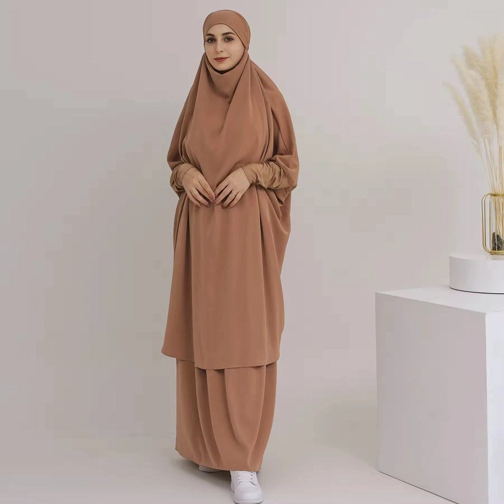 2 Pieces Set Jilbab Prayer Abaya Dress With Tops And Skirt #23423