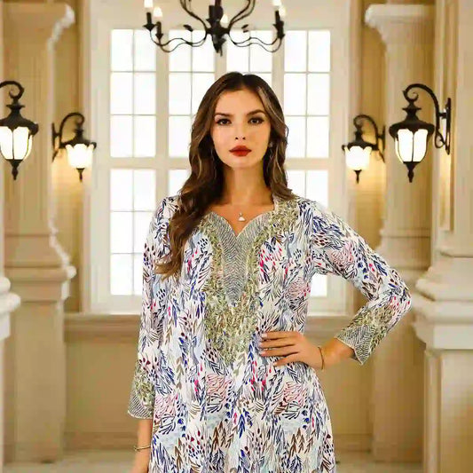 Hotfix Rhinestone Eid Dress Mukhawar Caftan Kaftan Dress #25026