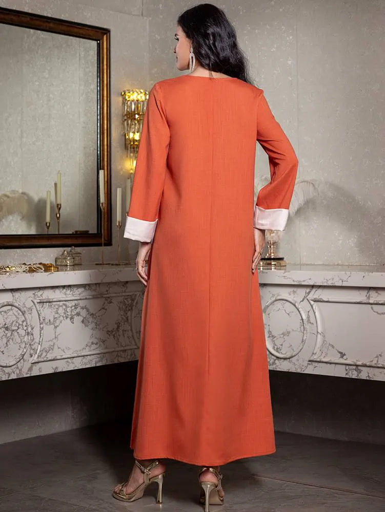 Hand-stitched Rhinestone Eid Caftan Kaftan Dress #255007