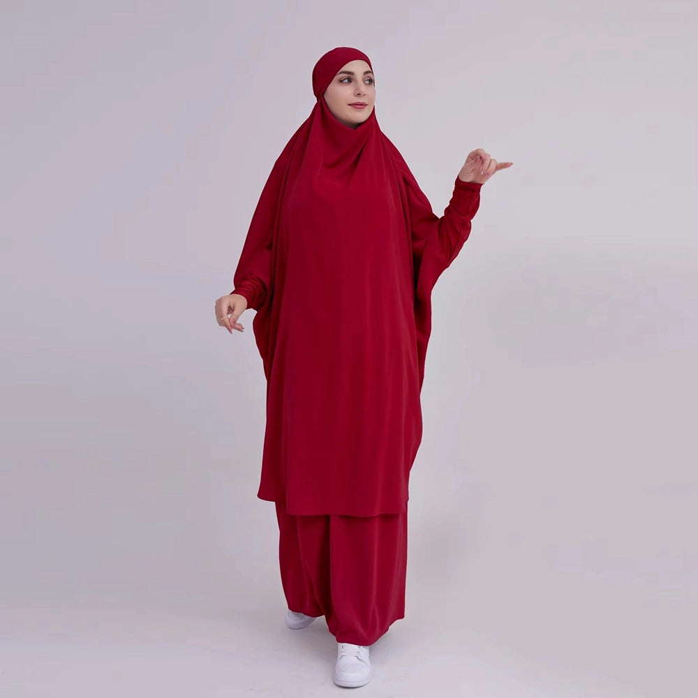 2 Pieces Set Jilbab Prayer Abaya Dress With Tops And Skirt #23423