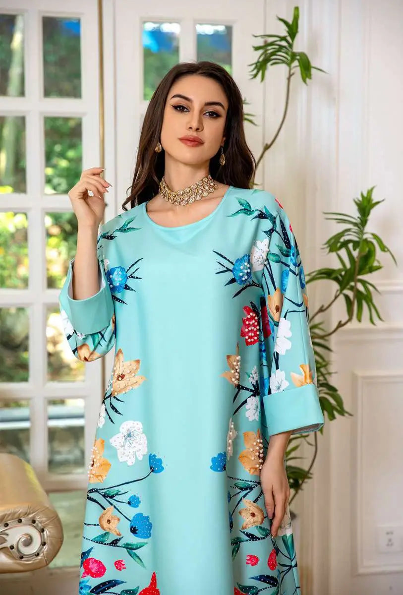 Eid Dress Arab Printed Kaftan Caftan Abaya Dress