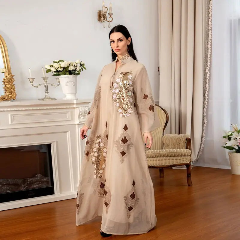 Eid Dress Sequin And Embroidery Women Caftan Kaftan Dress Jalabiya Eid Dress Sequin And Embroidery Women Caftan Kaftan Dress Jalabiya