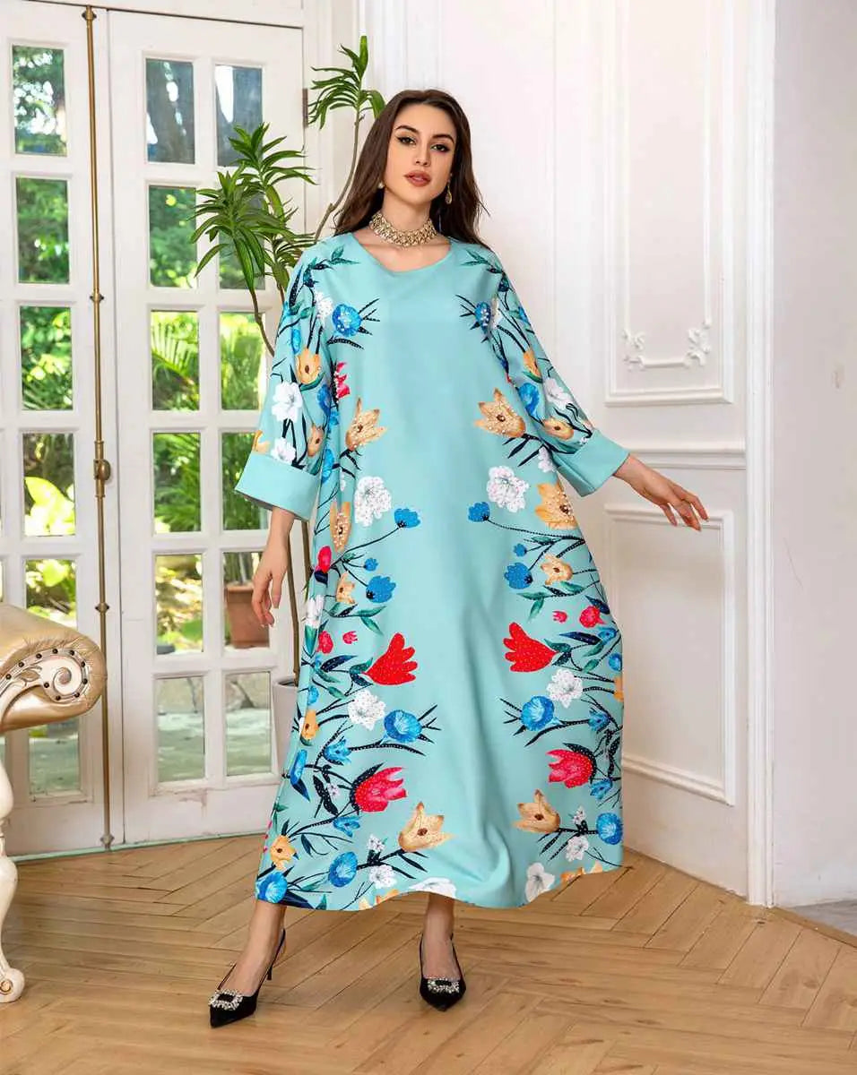 Eid Dress Arab Printed Kaftan Caftan Abaya Dress