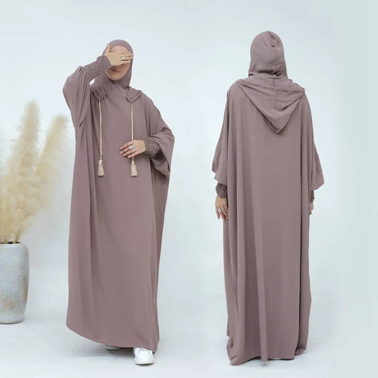 Hooded Abaya Prayer Dress Cotton Blend Jilbab Halal Clothing