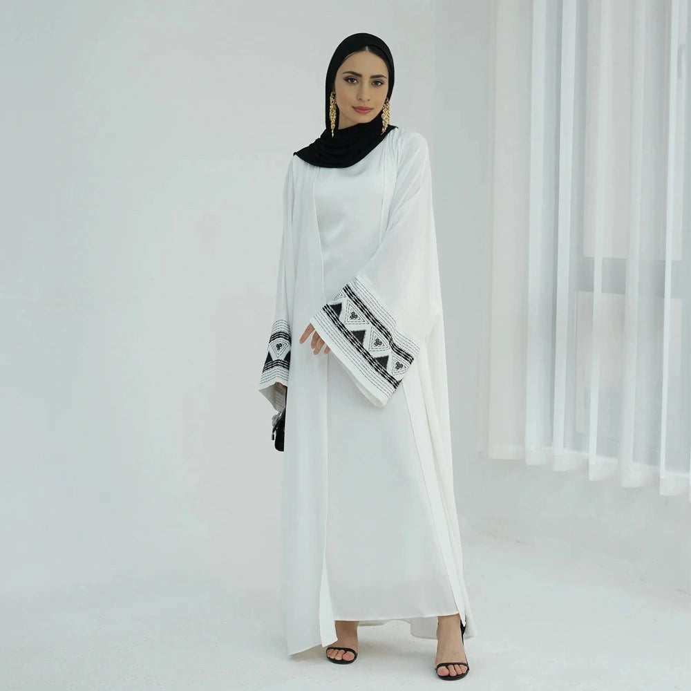 Embroidery Cardigan Open Abaya Dress #25844