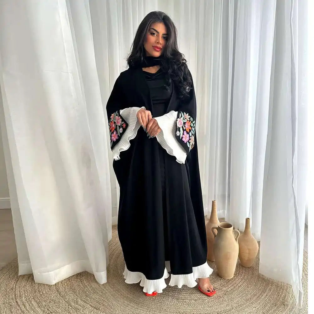Embroidery Dubai Arab Cardigan Open Abaya Dress #25215