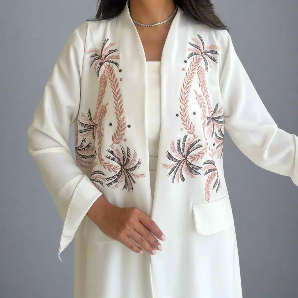 Embroidery Cardigan Open Abaya Dress #25172