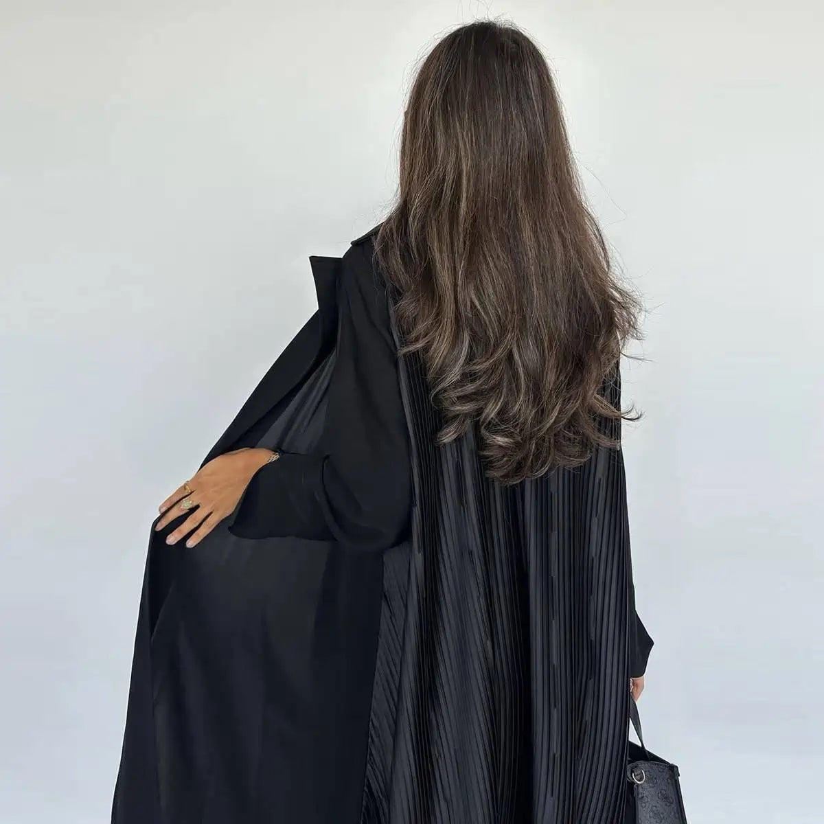 Pleated Cardigan Open Abaya Dress #25205