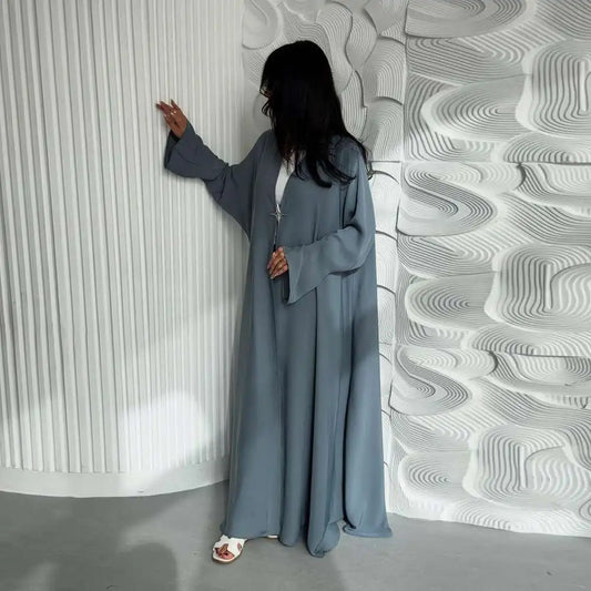 Satin Cardigan Open Abaya Dress #25218