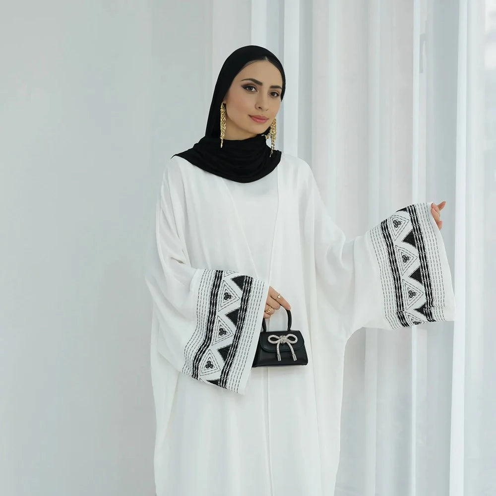 Embroidery Cardigan Open Abaya Dress #25844