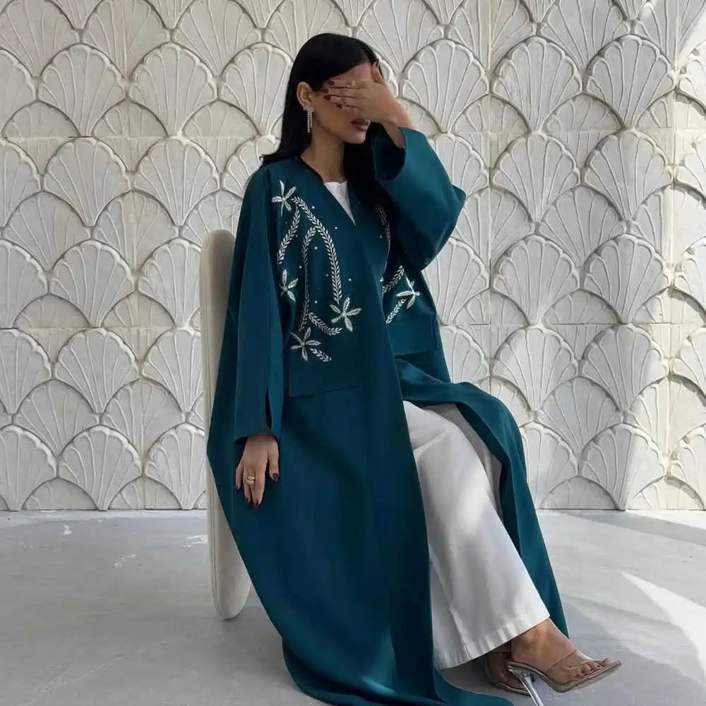 Embroidery Cardigan Open Abaya Dress #25213