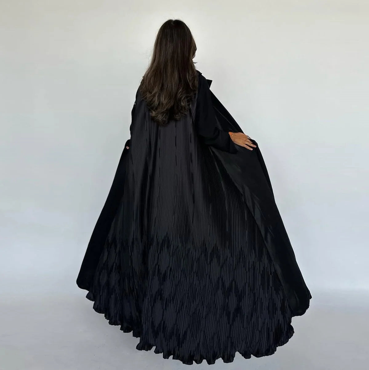 Pleated Cardigan Open Abaya Dress #25205