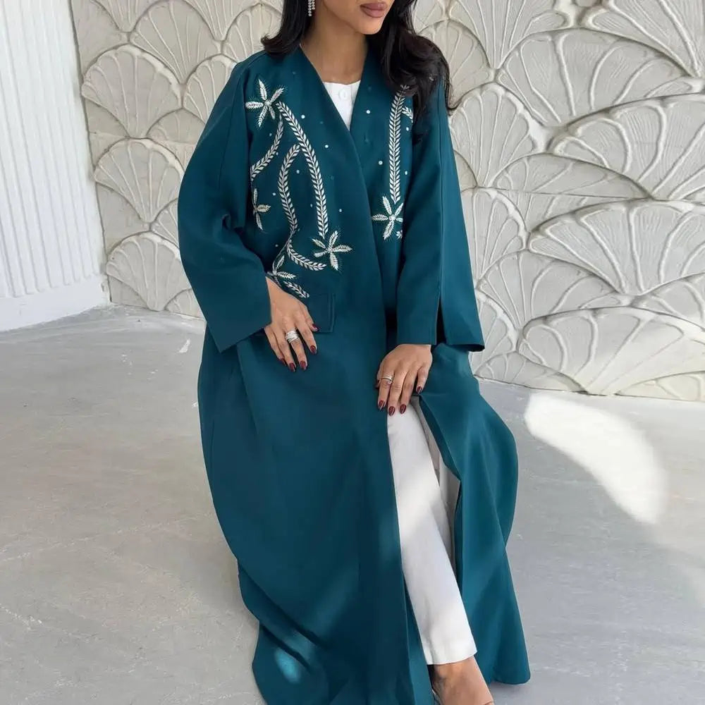 Embroidery Cardigan Open Abaya Dress #25213