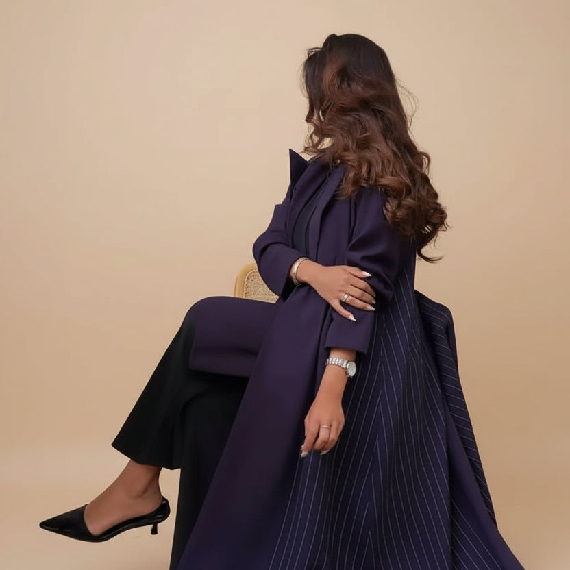 Cardigan Open Abaya Dress - Purple - #25178